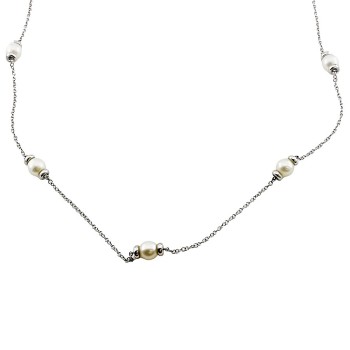 9ct White Gold Pearl Trace Chain